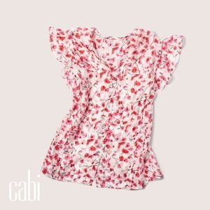 NWT cabi Besotted Top (6510); M; White/Pink/Red/Grey